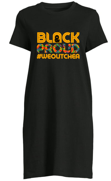 Women's Short Sleeve Black T-Shirt Dress (Various Styles)