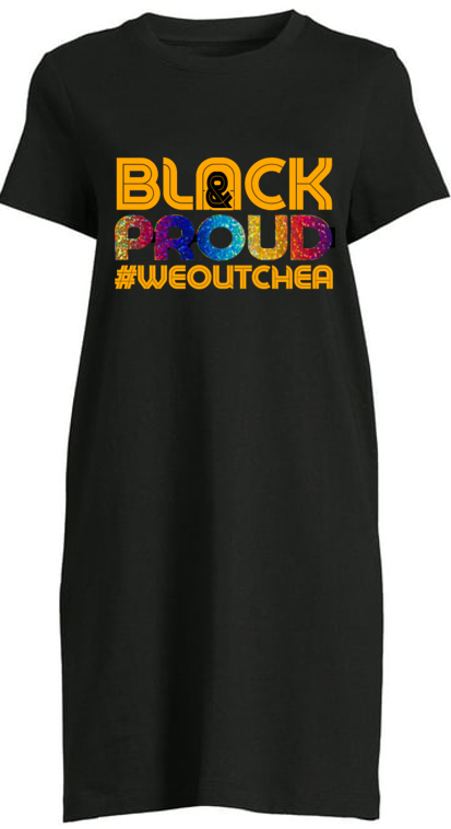 Women's Short Sleeve Black T-Shirt Dress (Various Styles)