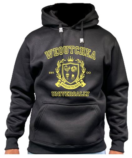 "#WEOUTCHEA UNIVERSALLY" Crest Long Sleeve Fleece Hoodie