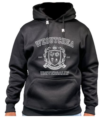 "#WEOUTCHEA UNIVERSALLY" Crest Long Sleeve Fleece Hoodie