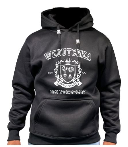 "#WEOUTCHEA UNIVERSALLY" Crest Long Sleeve Fleece Hoodie