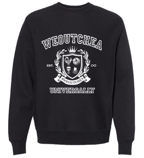 "#WEOUTCHEA UNIVERSALLY" Crest Long Sleeve Sweatshirt